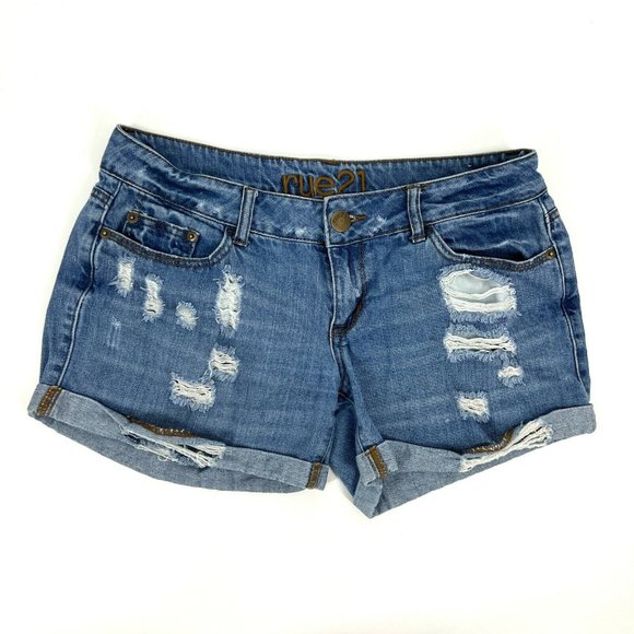 Rue21 Pants - Rue21 Denim Shorts Blue Jean Distressed Cuffed